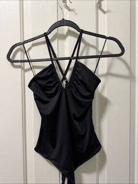 Black Strappy V-Neck Women’s bodysuit
